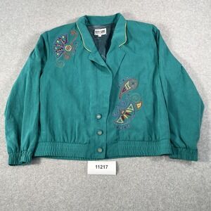 Vintage Made in USA City Girl Sport Blazer Jacket Womens Large Teal Green